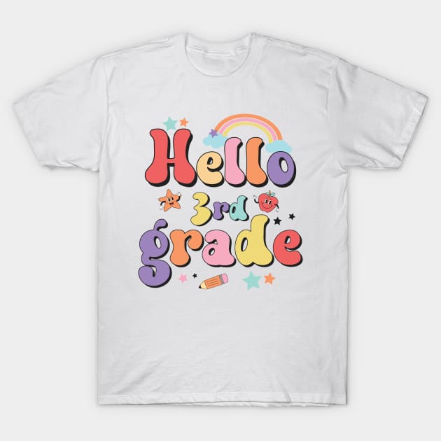 Hello Third Grade Team 3rd Grade Back to School Teacher Kids T-Shirt by Charaf Eddine